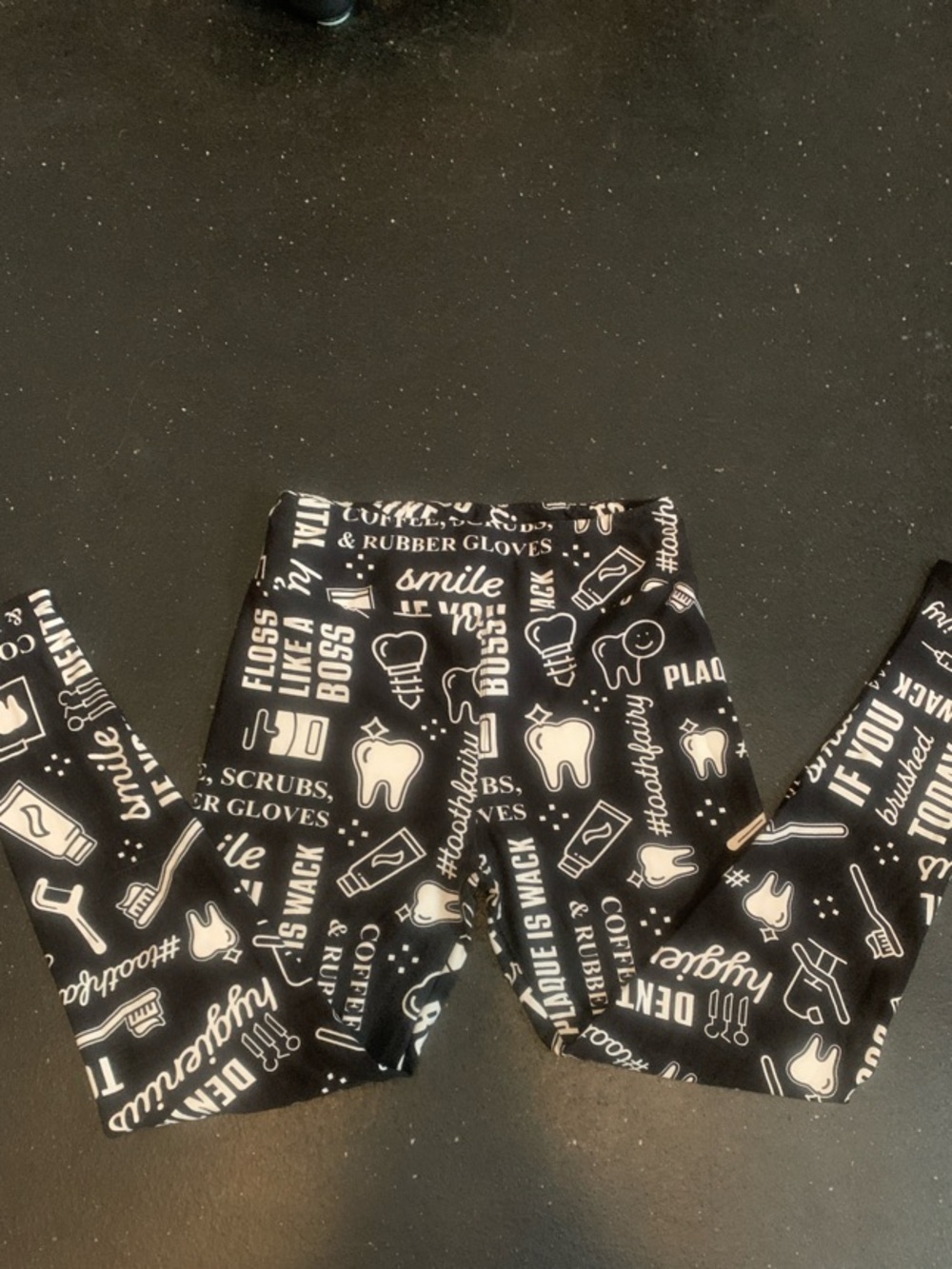 LuLaRoe Black Leggings with White Dental Print - RDH, dental, hygienist